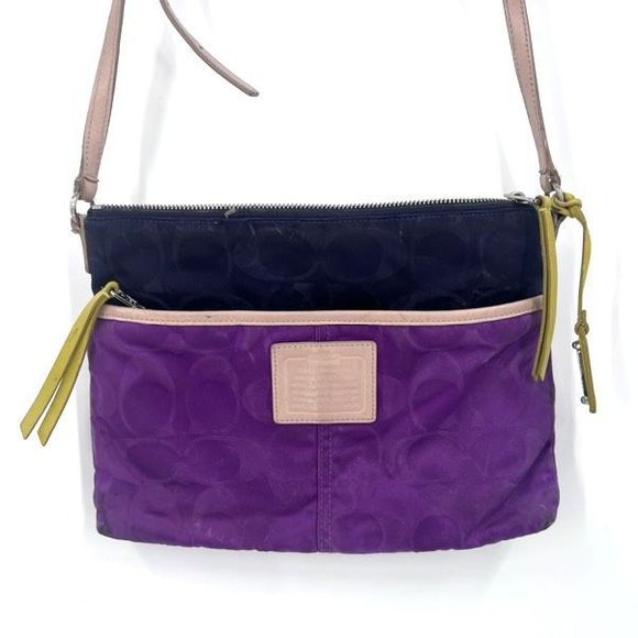 Coach Bags Coach Colorblock Purple Nylon Crossbody Bag Poshmark